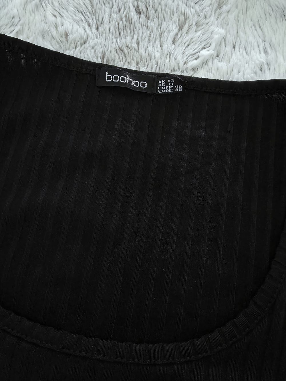 Black Ribbed Long Sleeve Maxi Column Dress - 8 - Picture 4 of 5